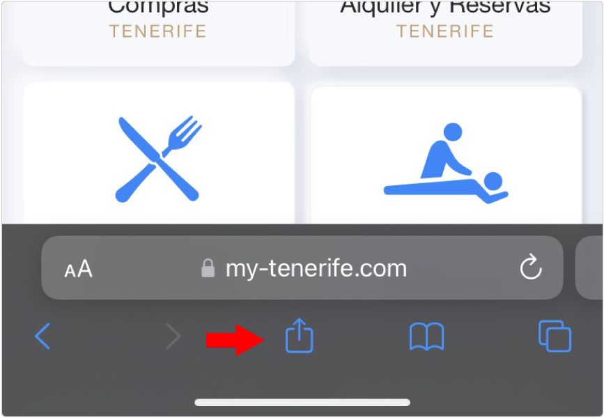 Captura de pantalla Android Apple iOS Safari Navegador "Compartir icono"