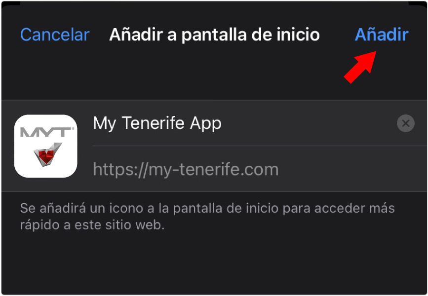 Captura de pantalla Android Apple iOS Safari Navegador ENLACE azul "Añadir"